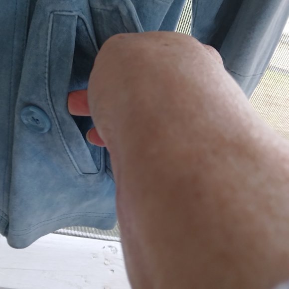 New Terry Lewis Classic Luxuries Blue Size M Double Breasted Lined Suede Coat - Picture 10 of 13